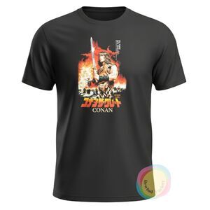 Conan the Barbarian Japanese Movie Poster Tee XL Black NWOT Organic